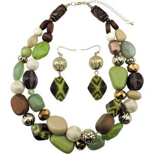 Chunky Necklace for Women Trendy, 2 Layer Statement Necklace Beaded Necklaces fo